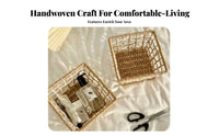 Japanese design Imitation Rattan Weave storage bin Woven Design Imitation Rattan storage bin Rustic visual appeal Storage Container adaptable for Homemakers, Office Workers, Bedroom, Kitchen, Living Room, Bathroom