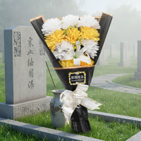 Artificial Chrysanthemum and Lily Bouquet for Tombstone Decoration