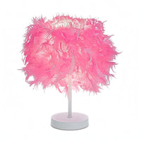 Feather Table Lamp Corded Feather Bedside Lamp Round Base Housing Lighting for Tabletop