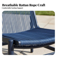 3 Pieces All-Weather 3-Piece Woven Chair and Table Set Sturdy Frame 2-Chair and Table Group Waterproof Outdoor Furnishing Elegant Design for Couples, Homeowners, Business Owners, Balcony, Courtyard, Backyard, Poolside
