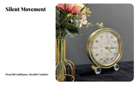 Light Luxury Design Shell Face Desk Clock Gold-Tone Accents Brass Mantel Clock Anti-Rust for Homeowners, Desktop, Living Room, Mantelpiece