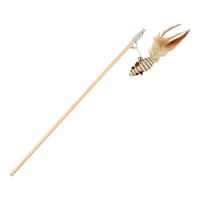 Cat Teaser Wand Wooden Cat Wand with Feathers Indoor for Chase Sessions, Kittens