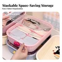3 Pieces Compartmentalized Underwear Organizer Set Space Saving Drawer Divider With Lids Household Storage Foldable Design for Home Organizers, Students, homeowners, chest of drawers, Bedroom, Dorm Room