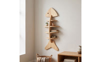 Wooden Fishbone Wall Shelf Nailadhesive Wooden Aquatic Shelf with 4 Tiers Adhesive-Mount Easy Installation for Renters