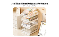 Multi-Tier Desk Organizer Easy Reach Stackable Sliding Tray Sturdy Construction