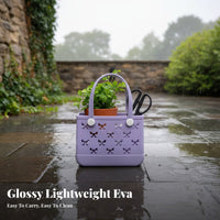 Easy to Clean EVA Cutout Tote Long-Lasting Kids Perforated Handbag Lightweight for Girls, Travel, Pool