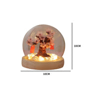 Night Light with Dome Cover Warm LED Glowing Miniature Landscape Decorative Tree Light Ambient Lamp Safe for Bedside Table, Desk