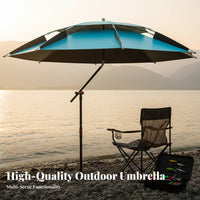 Fishing Umbrella Rainproof Double Cover Fishing Sunshade Sturdy Duty Windproof Umbrella 360° Adjustable Large Outdoor Sunshade