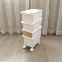With casters Rolling Organizer container Stackable Design Storage Container Includes Lid adaptable Use for Students, home dwellers, activity area, Bedroom, Study Room, Closet