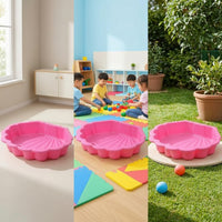 Low-Profile Sand and Water Basin Shallow Shell-Shaped Play Basin Molded Sandpit Heavy-Duty for Preschoolers, Toddlers, Kids, Kindergarten, Playroom, Daycare, Backyard