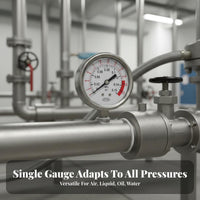 Dampens Vibration Stainless Steel Pressure Gauge Stable Reading Shock Resistant Pressure Gauge Clear Display Two-Way Scale Manometer Heavy Duty Construction for Maintenance Professionals, Engineers, Mechanics, Hydraulic Systems, Air Compressors, HVAC
