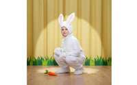 Youngster bunny Costume 4-Piece Set Full Body Hare Suit Hooded Design Hare Full-Body Suit for Parties
