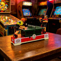 Hand-Crank Racket Sport Game with Key Retro Tinplate Racket Sport Toy Colorful Tinplate Toy with Table Tennis Figures for Bookshelf