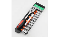 12 Pieces Socket Wrench 24-Tooth-Tooth Socket and Ratchet Set Chrome-Finished Ratchet Wrench with Sockets for Mechanics, Amateur Mechanics