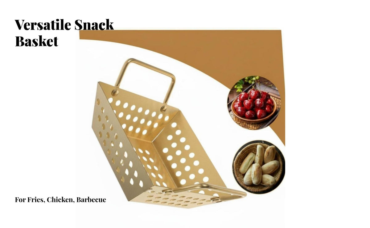 Square Fry Basket Double Handles Double Handle Food Basket Commercial Grade Stainless Steel Snack Holder for Restaurants, Home Cooks, Parties