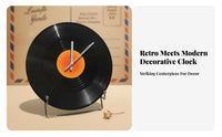 Vintage Look LP Vinyl Table Clock Ideal Birthday Gift Vinyl Clock Unique Design for Music Lovers, Students, Office, Bedroom, Studio