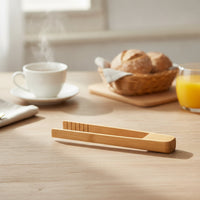 Bamboo Food Tongs with Serrated Tips Slim Cooking Tweezers Natural for Grill