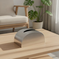 Desktop Tissue Box Semicircular Stainless Steel Tissue Box Sleek Dispenser for Coffee Table