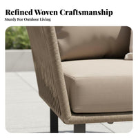 4 Pieces Waterresistant 4-Piece Woven Strap Sofa Set sun-resistant Garden Lounge Group Nordic design Outdoor Furnishing All-Weather for Hotel Managers, Entertainers, Patio, Terrace, Sunroom, rearyard