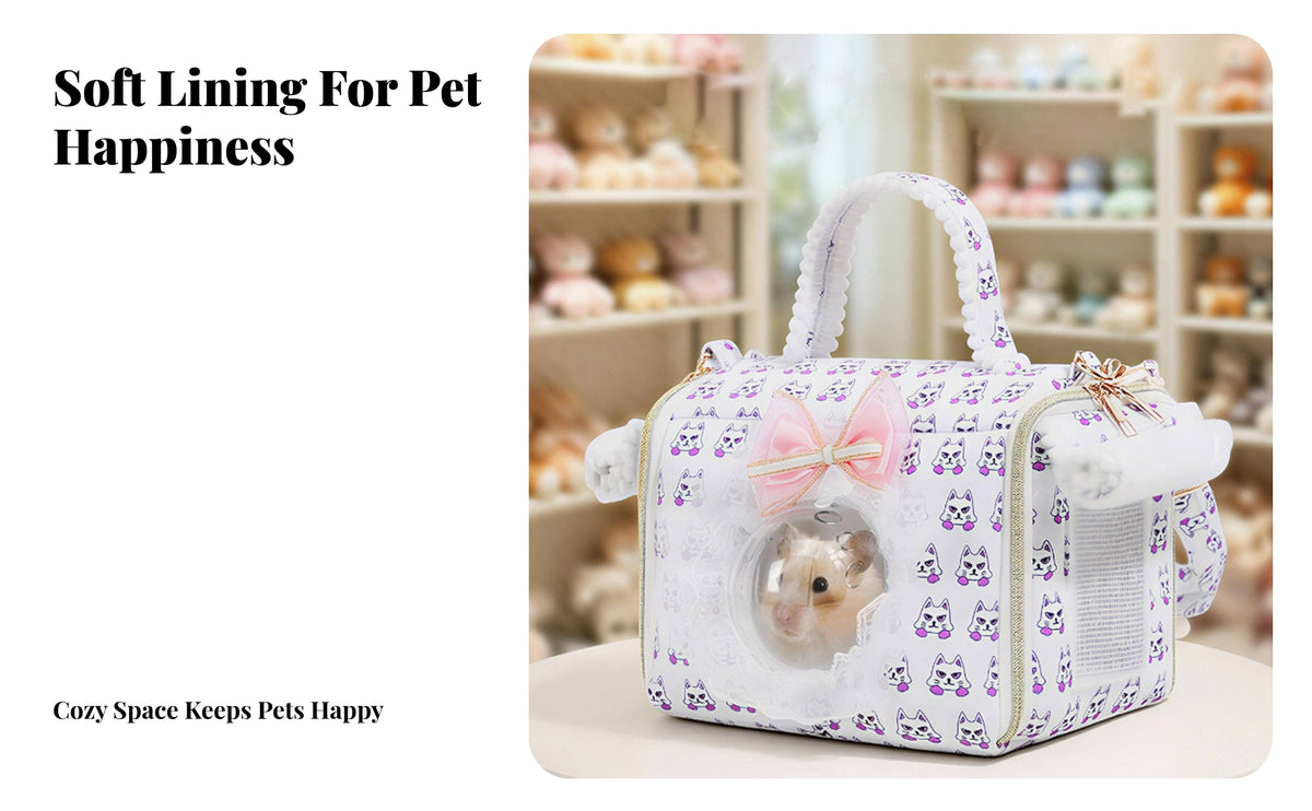 Soft-Sided Pet Carrier Small Pet Carrier Decorative Bow Breathable Mesh