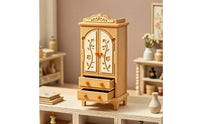 Dollhouse Cabinet with Drawers Wood-Toned Dollhouse Wardrobe Mini Cabinet with Drawers Decorative Miniature Furniture Classic