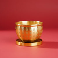 Hundred Blessings Copper Blessing Vessel Fortune Symbol Brass Treasure Basin Auspicious Feng Shui Treasure Bowl for Business Owners, Home Entrance