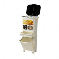 Kitchen Trash Bin with Drawer Slim Cabinet Trash Can with Wheels Space-Saving
