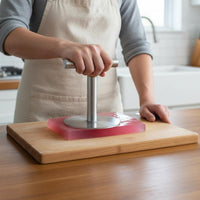 Heavy Duty Ejiao Cake Presser Easy to Clean Stainless Steel Food Press Comfortable Grip Food Tamper Single-Piece Design for Bakers, Home Cooks, Chefs, Bakery, BBQ