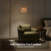 Japanese Design Bamboo Fishing Lamp Nordic Design Rattan Shade Floor Lamp Height Adjustable Foot Switch for Interior Designers, Homeowners, Renters, Bedroom, Living Room, Reading Nook, Hotel Lobby