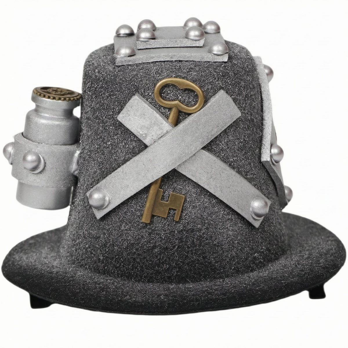 Industrial Steampunk Mini Hat Silver-Toned Miniature Top Hat Textured Costume Accessory