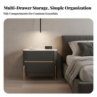 Luxury Design 2-Drawer End Table Modern Design Nightstand Scratch Resistant Storage Unit Easy to Clean for Apartment Dwellers, Homeowners, Adults, Bedroom, Guest Room, Small Areas, Entryway