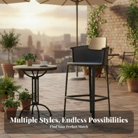 With supportrest Woven Highspine Stool Breathable Weave Highspine Bar Chair Minimalist Design Outdoor Furnishing UV Resistant for Homeowners, Business Owners, Entertainers, Cafe, supportyard, Garden, Balcony