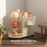 Exercise Mat and Ball Holder Heavy Duty Rolling Exercise Accessories Rack Space Saving Design Rolling Exercise Accessories Organizer for Families