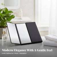 Lighted three-panel Vanity three-panel Design countertop Mirror Built-in illuminated Lights cosmetic Tool for Makeup lovers, Women, Travel, Dressing Table, Bathroom