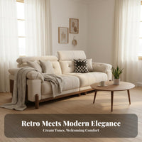Billowy Couch Retro Design Solid Wood Base Sofa Soft & Comfortable Deep Seat Couch for Apartment Dwellers, Homeowners, Lounge Area, Home Office