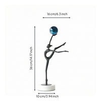 Statue with Sphere Minimalist Abstract Figurine Decorative Tabletop Sculpture for Living Room, Entryway