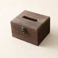 Tissue Box and Napkin Holder for Home Office or Living Room, Square Wooden Facial Tissue Holder with Flip Lid