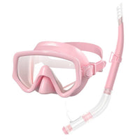Crystal Clear Semi Dry Snorkel Mask Easy Breathing Adult Swim Mask with Snorkel Wide View Water Sports Gear Tempered Glass for Adults, Snorkeling, Swimming, Diving
