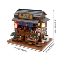 Japanese Izakaya Scene Lighted Miniature Izakaya Model Detailed DIY Wooden Miniature House for Bookshelf