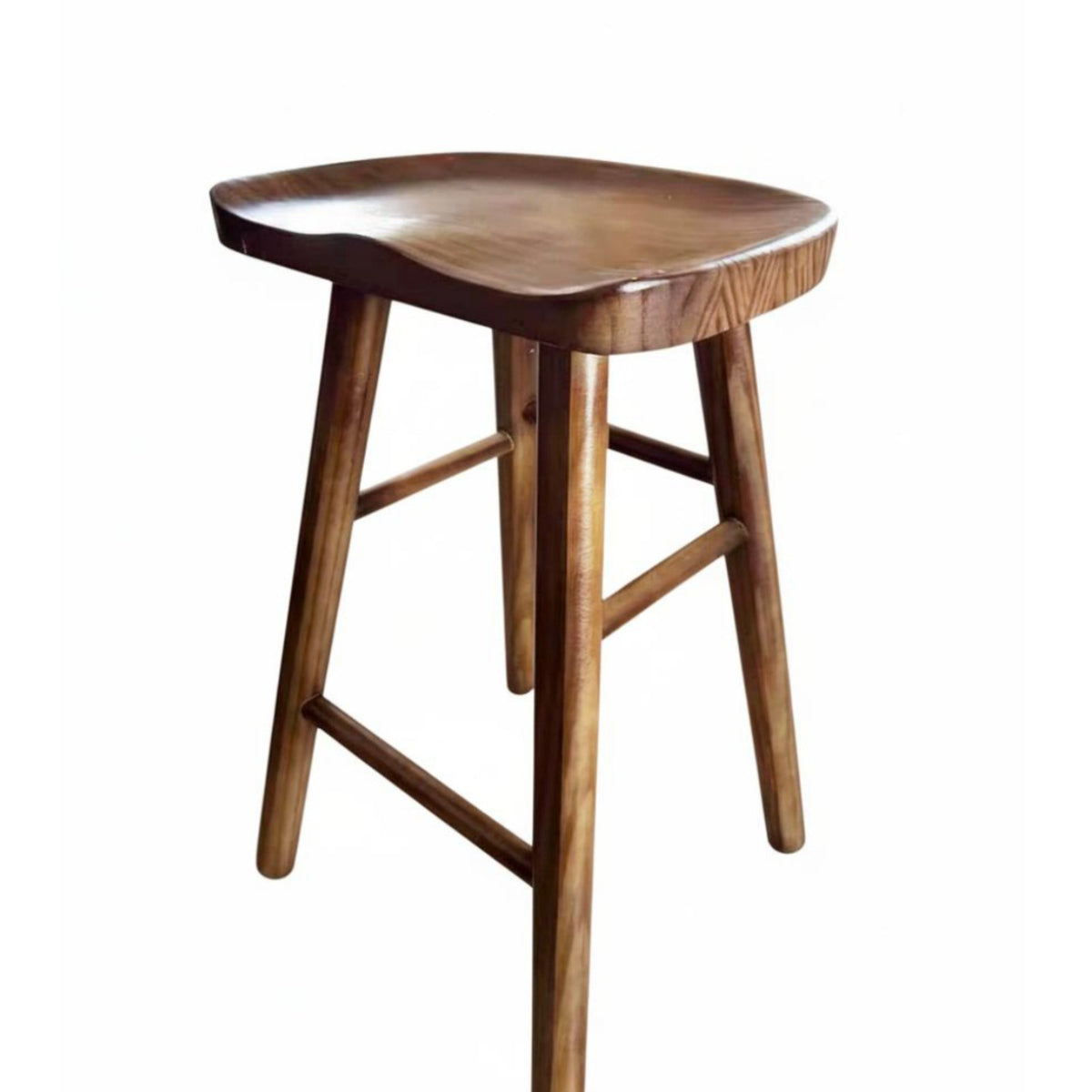 Nordic Design Backless Saddle Stool Minimalist Aesthetic Backless Saddle Perch Natural Grain Finish High Seating Stable Structure for Business Owners, Interior Designers, Cafe, Cashier Desk, Kitchen Island, Dining Area