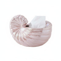 Conch Shell Tissue Box Artistic Design Ceramic sea Form Napkin Holder Nordic Style Sculptural Tissue Container for Hotel, Living Room, Washroom