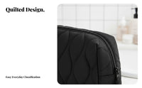 Quilted Cosmetic Case Water-Resistant Quilted Makeup Pouch Portable Padded Cosmetic Case for Jet-Setters, Gift Presenters