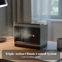 Portable Air Conditioner Fan Quiet Desktop Misting Fan Three-Fan Speeds Desktop Air Chiller for Office Workers, Students, Dorm Room, Bedroom
