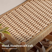 Japanese aesthetic doublelevel Woven Stool Multi-Functional Padded Shoe Storage Stool Space Saving Design Household Furniture Sturdy Construction for Homeowners, Families, Entryway, Hallway, Living Room, Bedroom