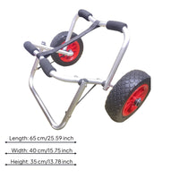 Treaded Wheels Kayak Cart Foam-Padded Handles Wheeled Kayak Cart Securing Strap Watercraft Trolley Triangular Support