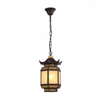 Chinese Style Lantern Lamp Weather Resistant Outdoor Hanging Lantern Warm Glow Pagoda Overhead Light for Balcony, Porch, Corridor