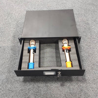 Lockable 19" 2U Drawer Travel Case, Universal Microphone Receiver Rack Drawer