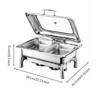 Two-Way Heating Electric Alcohol Chafer Heat Retention Hydraulic Lid Buffet Warmer for Caterers, Restaurant Owners, Banquet, Catering Event