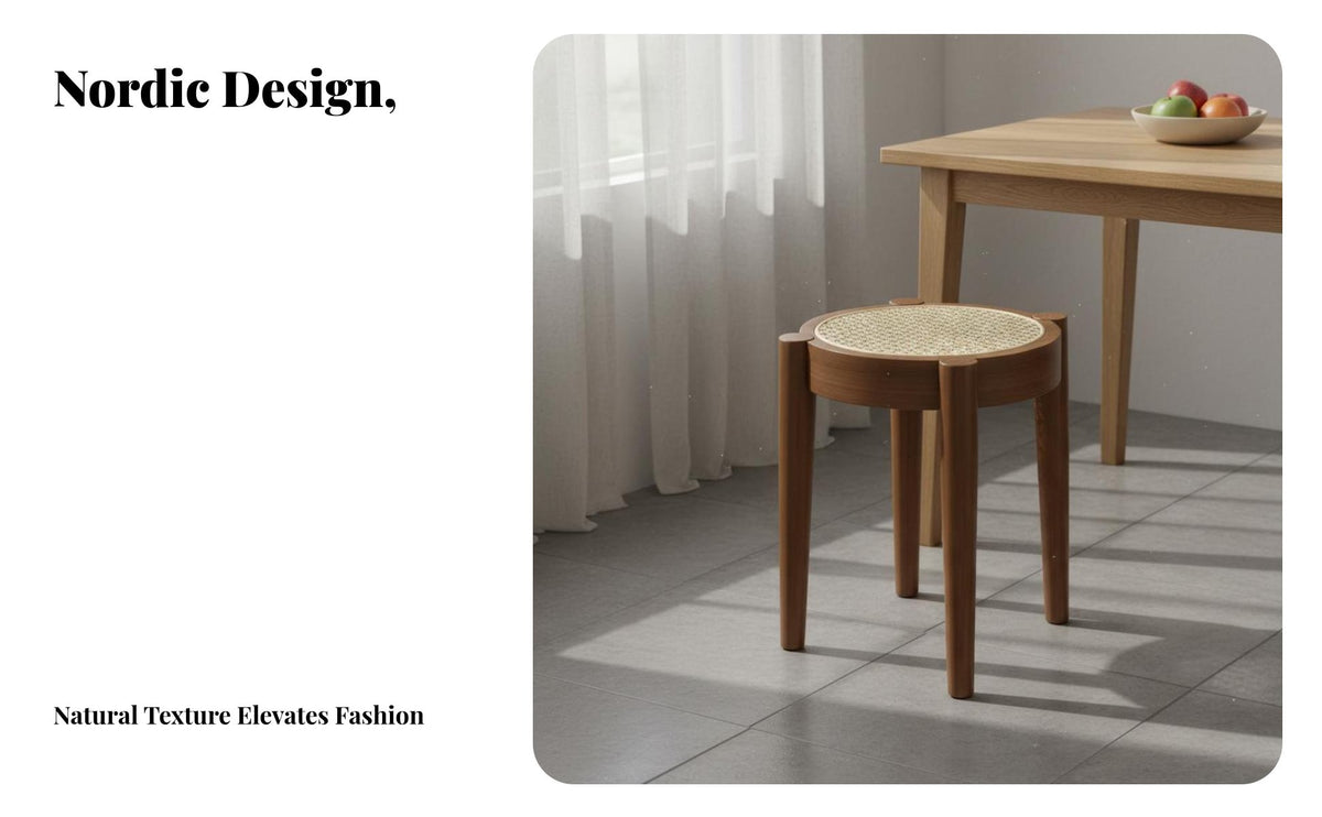 Solid Wood Construction Stackable Round Stool Space-Saving Stackable Stool Set Handmade Weaving Wooden Nesting Stools Multi-Use for Apartment Dwellers, Homeowners, Dining Room, Small Apartments, Bedroom, Entryway