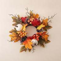 Wreath with Glass Holder Harvest Pumpkin Candle Wreath Rustic for Mantel